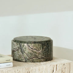 FURNIFIED Storage Bowl Green Travertine 25cm