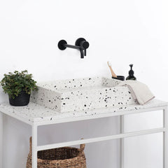 FURNIFIED Washbasin Plate Marcel White Terrazzo 80cm