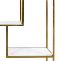 FURNIFIED Shelving Unit Emily White Marble Brass 219cm