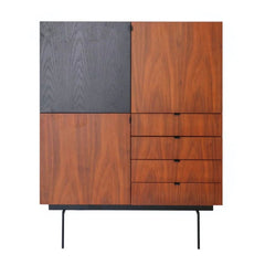 FURNIFIED Wall Cabinet Tracey Walnut 125cm