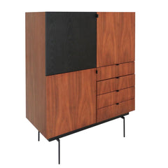 FURNIFIED Wall Cabinet Tracey Walnut 125cm