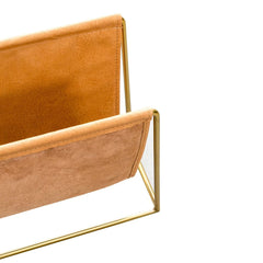 FURNIFIED Magazine Holder Blizz Metal Cognac Leather