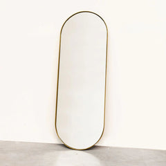 FURNIFIED Retro Mirror Brass Oval 140×50