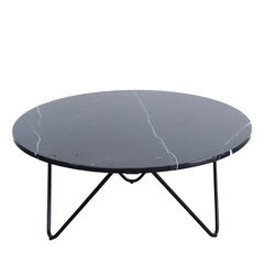 FURNIFIED Coffee Table Kay Black Marble 80cm