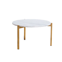 FURNIFIED Coffee Table Leonard White Marble 58cm