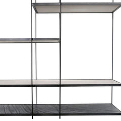 FURNIFIED Shelving Unit Berlin Marble Black Metal 215cm