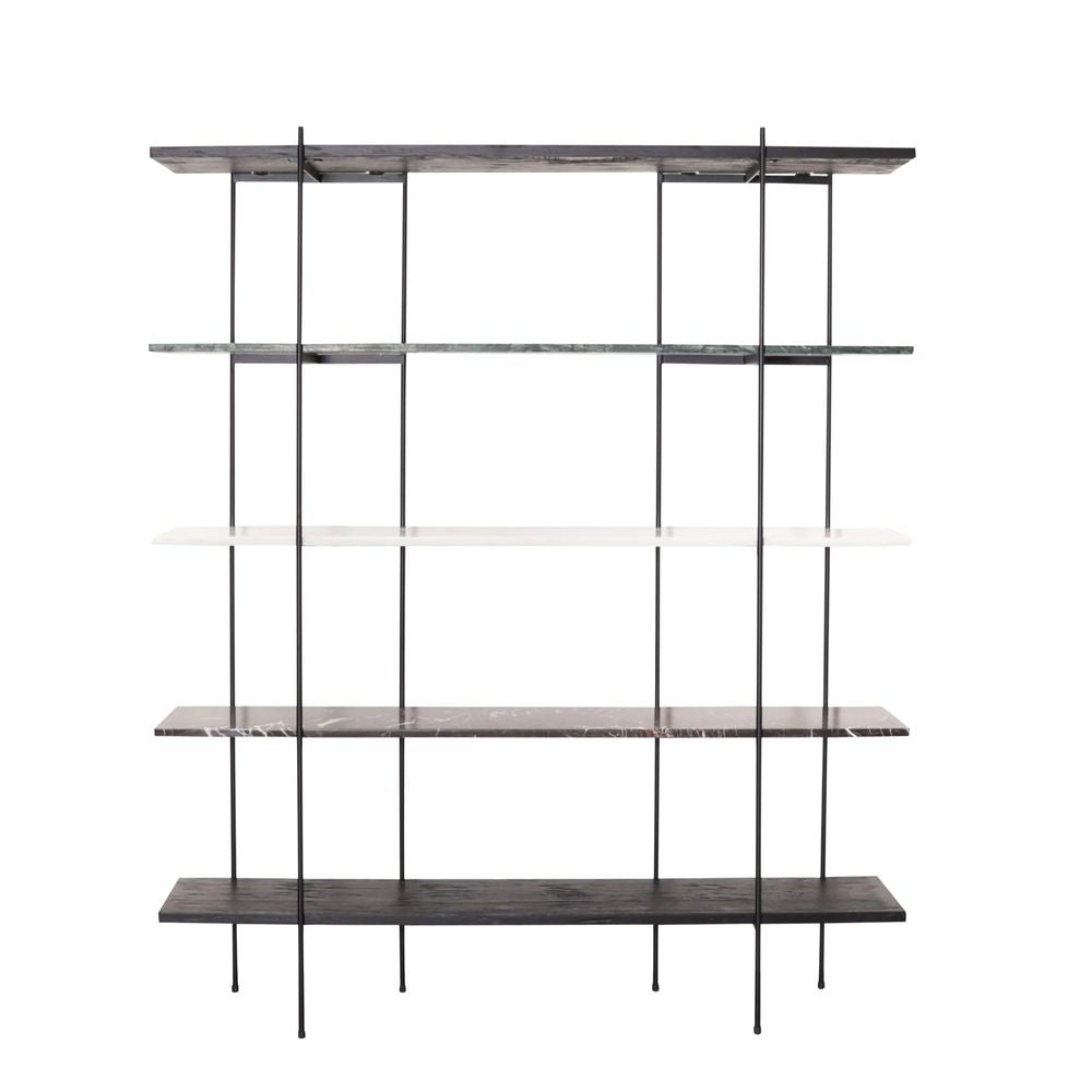 FURNIFIED Shelving Unit Paris Marble Metal 180cm