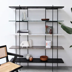 FURNIFIED Shelving Unit Paris Marble Metal 180cm