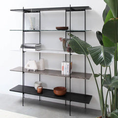 FURNIFIED Shelving Unit Paris Marble Metal 180cm