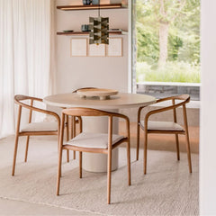 FURNIFIED Dining Table Nana Round Microskin