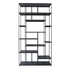 FURNIFIED Shelving Unit Celine Black Metal 196cm