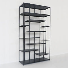 FURNIFIED Shelving Unit Celine Black Metal 196cm