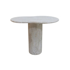 FURNIFIED Side Table Orleans White Travertine 65cm