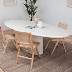 FURNIFIED Dining Table Hector Oval Microskin