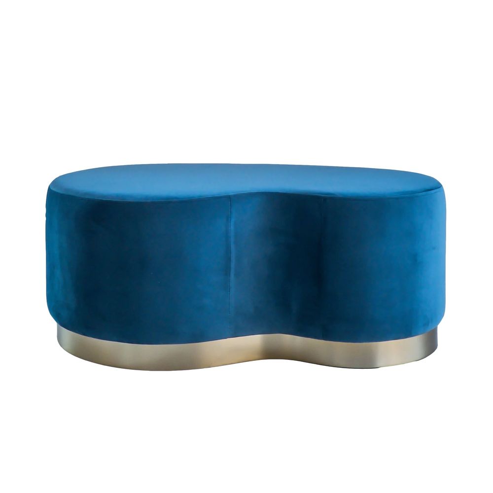 FURNIFIED Pouf Arthur Blue Velvet