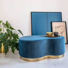 FURNIFIED Pouf Arthur Blue Velvet