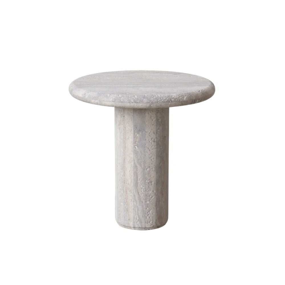 FURNIFIED Side Table Loches Grey Travertine