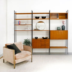 FURNIFIED Shelving Unit Scandinavian Metal Wood 278cm