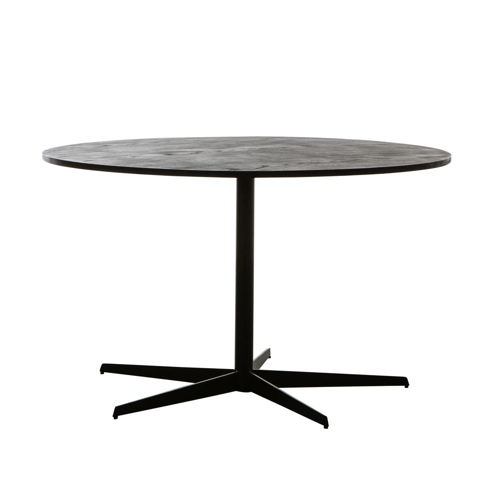 FURNIFIED Dining Table Black Wood 125cm