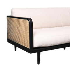 FURNIFIED Sofa Milan Rattan Fabric 190cm