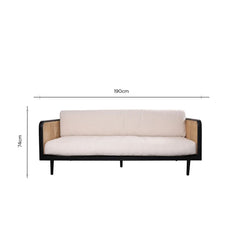 FURNIFIED Sofa Milan Rattan Fabric 190cm