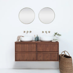 FURNIFIED Bathroom Furniture Set 12 Walnut Porcelain