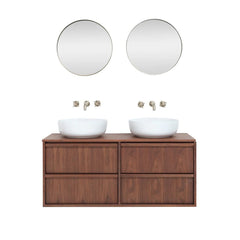 FURNIFIED Bathroom Furniture Set 12 Walnut Porcelain