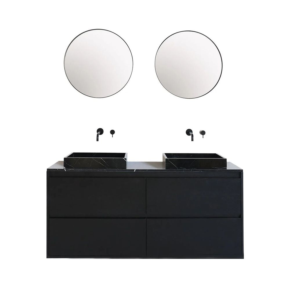 FURNIFIED Bathroom Furniture Set 20 Black Oak Marble