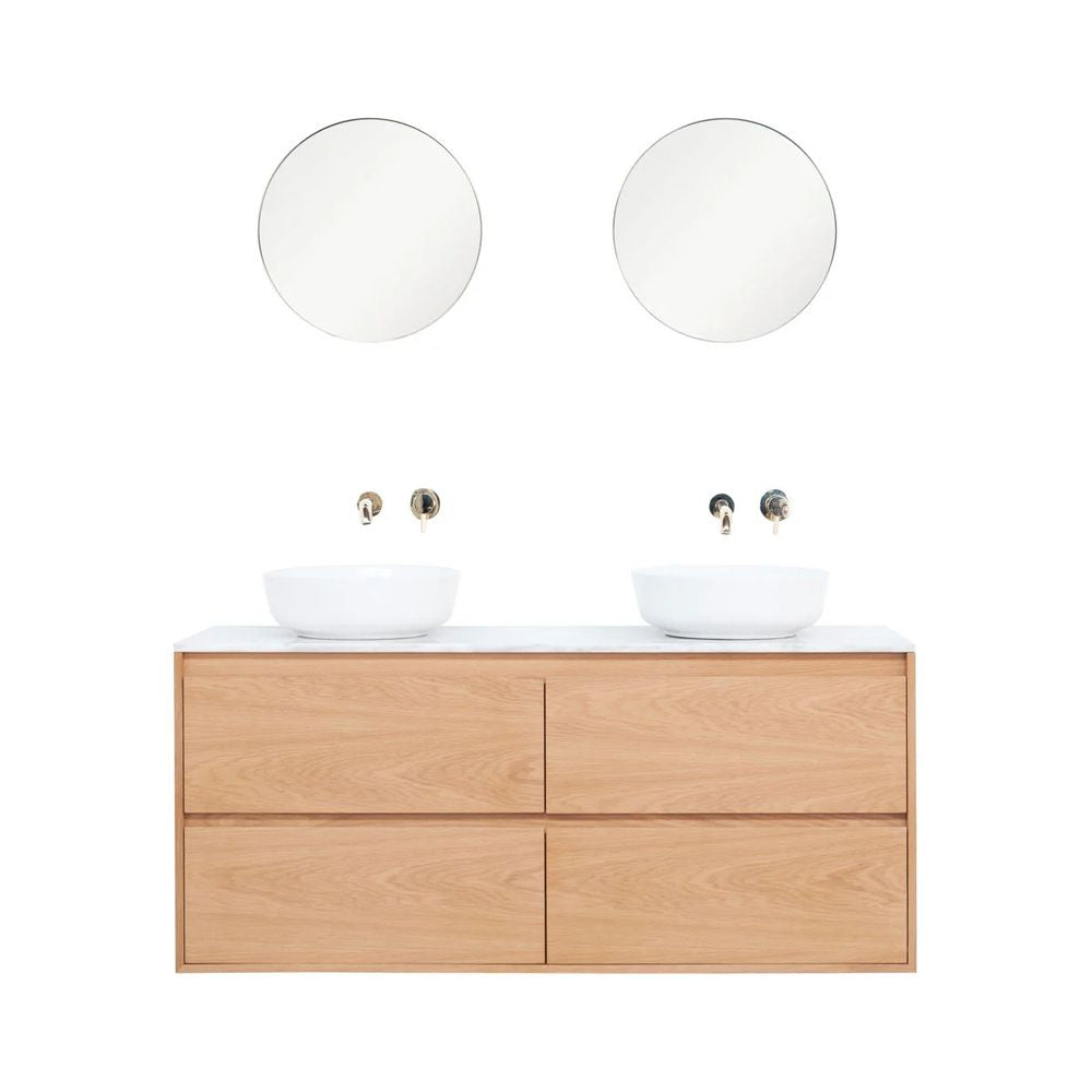 FURNIFIED Bathroom Furniture Set 13 White Marble Oak