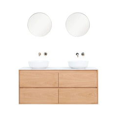 FURNIFIED Bathroom Furniture Set 13 White Marble Oak