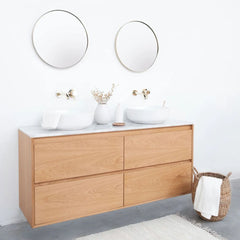 FURNIFIED Bathroom Furniture Set 13 White Marble Oak