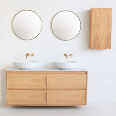 FURNIFIED Bathroom Furniture Set 13 White Marble Oak