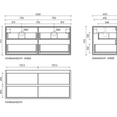 FURNIFIED Bathroom Furniture Set 13 White Marble Oak