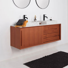 FURNIFIED Bathroom Furniture Set 19 Teak Terrazzo