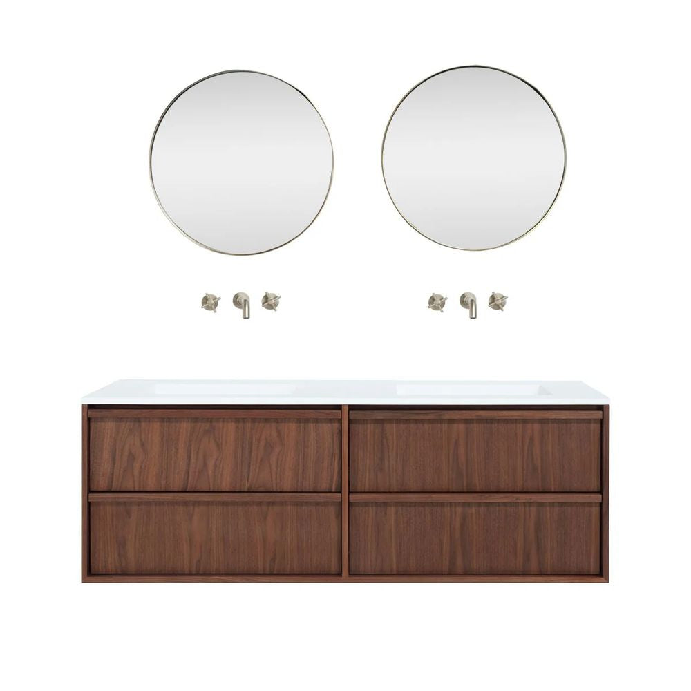 FURNIFIED Bathroom Furniture Set 10 Walnut