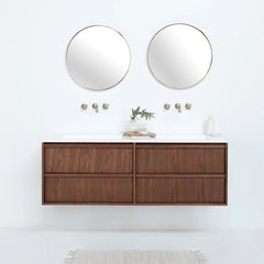 FURNIFIED Bathroom Furniture Set 2 Walnut