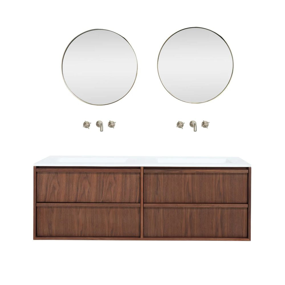 FURNIFIED Bathroom Furniture Set 2 Walnut