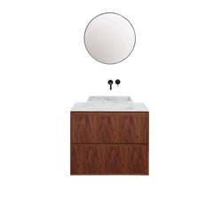 FURNIFIED Bathroom Furniture Set 22 White Marble Walnut