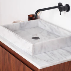 FURNIFIED Bathroom Furniture Set 22 White Marble Walnut