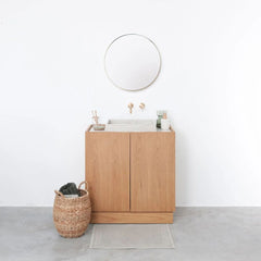 FURNIFIED Bathroom Furniture Set 11 Oak Beige Marble