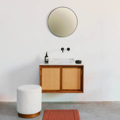 FURNIFIED Bathroom Furniture Set 8 Teak White Marble