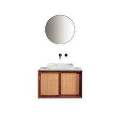 FURNIFIED Bathroom Furniture Set 8 Teak White Marble