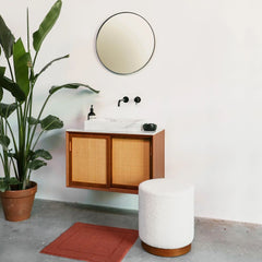 FURNIFIED Bathroom Furniture Set 8 Teak White Marble