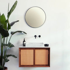 FURNIFIED Bathroom Furniture Set 8 Teak White Marble