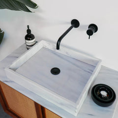 FURNIFIED Bathroom Furniture Set 8 Teak White Marble