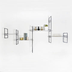 FURNIFIED Shelving Unit Magnus Metal White Marble 200cm