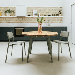 TIPTOE Round Dining Table New Modern Reclaimed Oak Steel Legs ø110cm