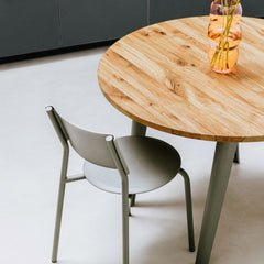 TIPTOE Round Dining Table New Modern Reclaimed Oak Steel Legs ø110cm