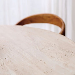 FURNIFIED Lormes Dining Table Travertine 130cm