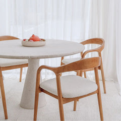 FURNIFIED Lormes Dining Table Travertine 130cm